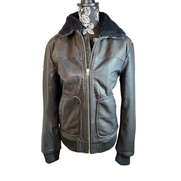 Superdry Aviator Leather Jacket - Picture 1 of 9